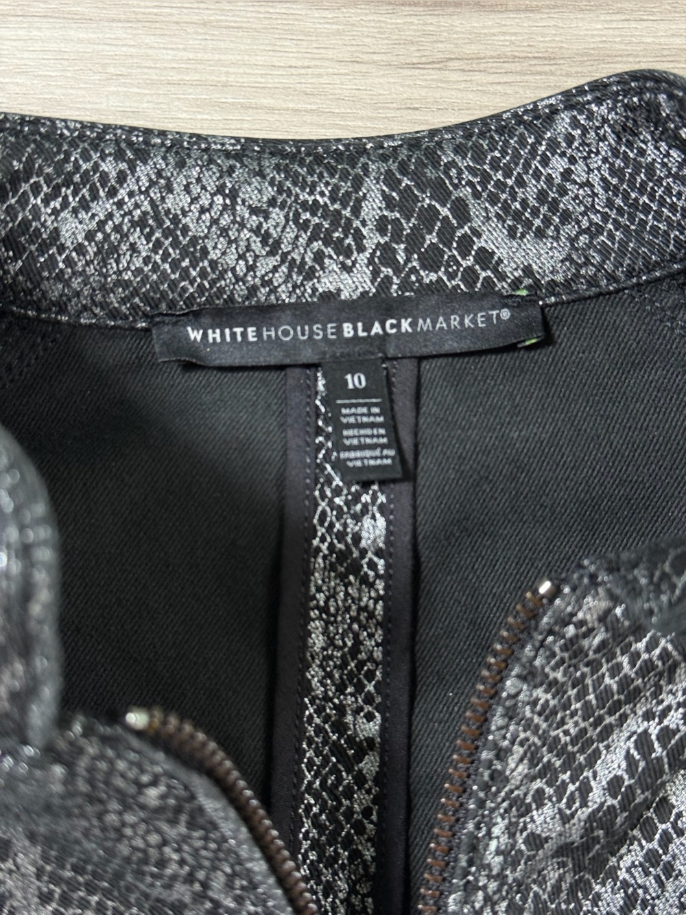 White House Black Market Metallic Snake Print Moto Jacket - Picture 3 of 12